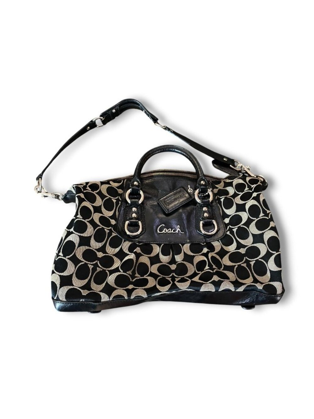 Coach Ashley Satin Leather Convertible Satchel Shoulder Bag Purse
